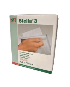 Compresse de gaze stérile Stella 3 7.5x7.5cm 8 plis